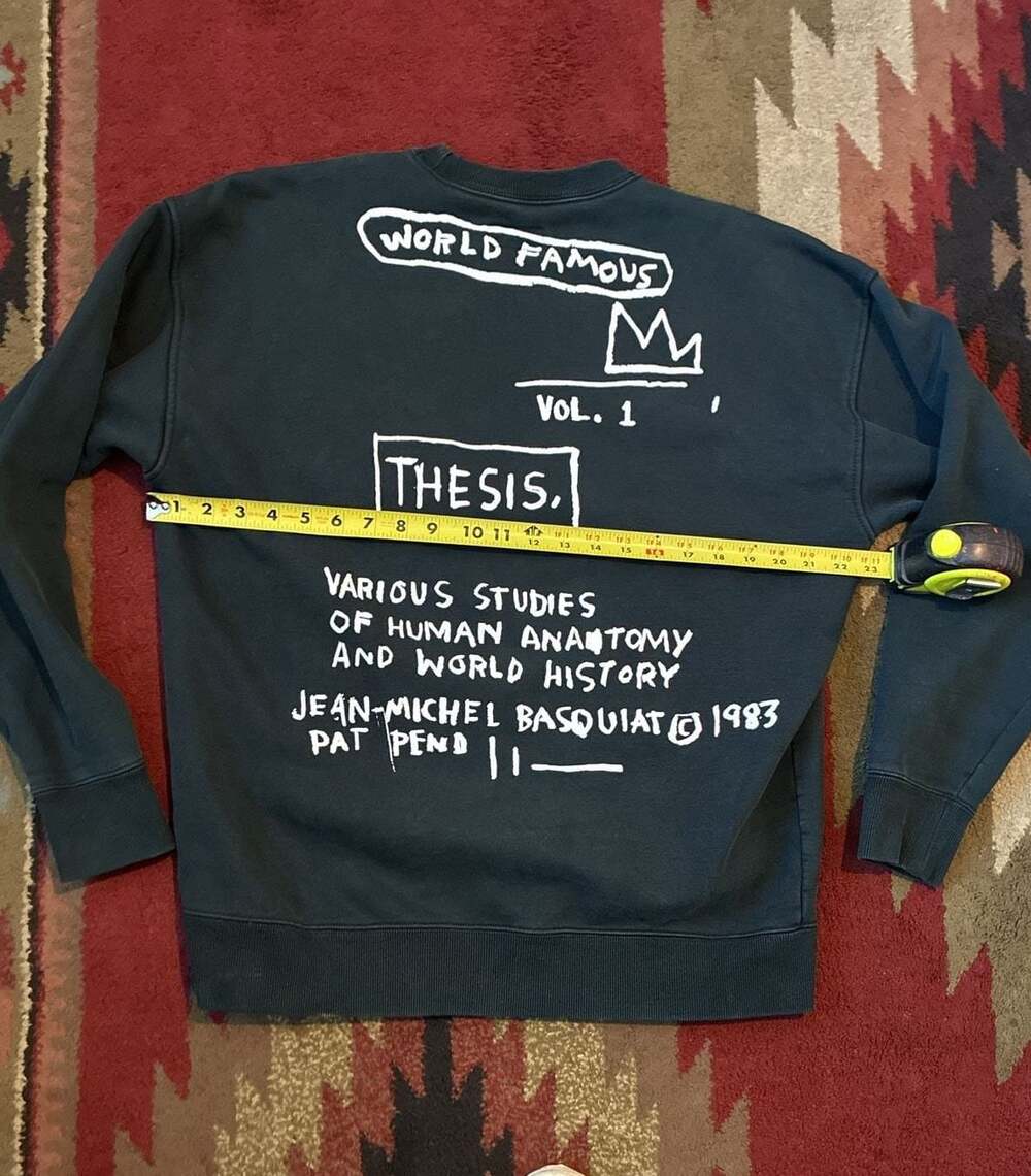 Converse x Jean-Michel Basquiat World Famous Fleece Crew Sweatshirt Black Size L - Picture 6 of 7